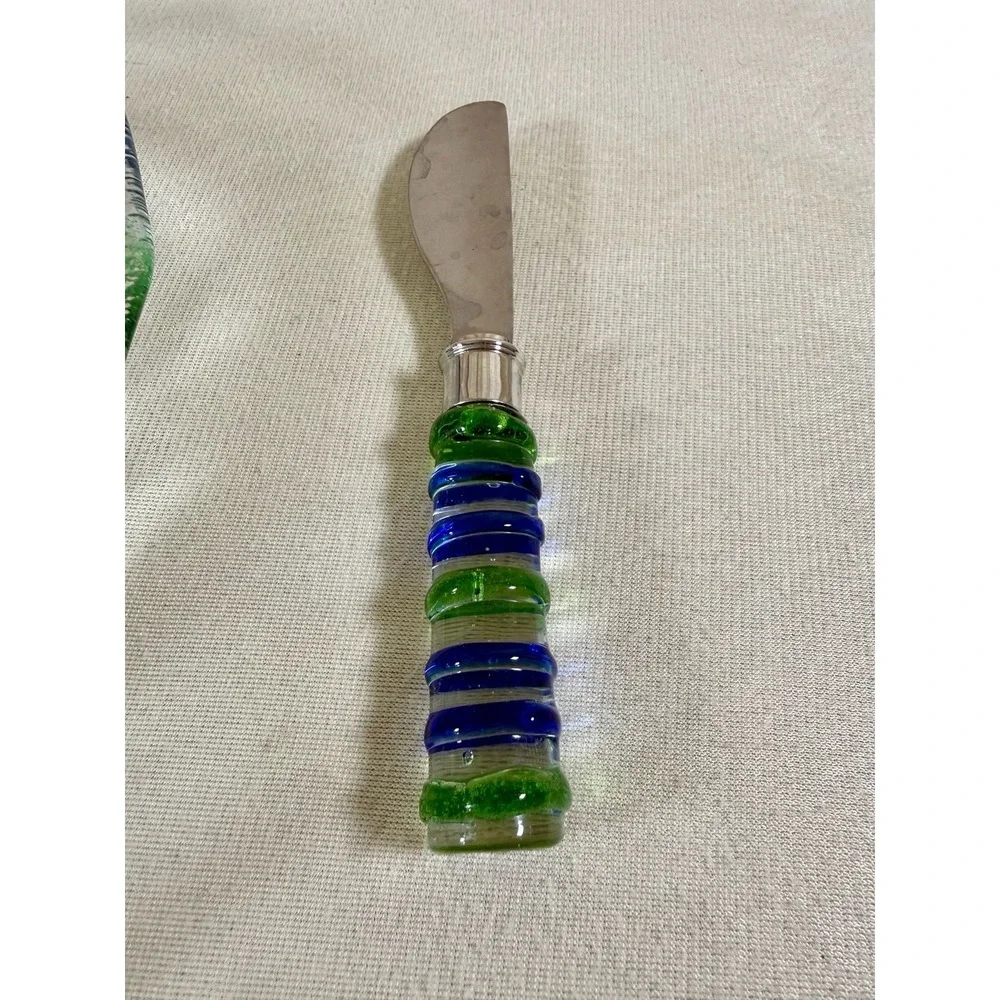 Sydenstricker Fused Glass Fish Design Small Dish and Spreader Set